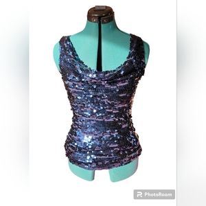 INC International Concepts- Navy sequin Top sz S